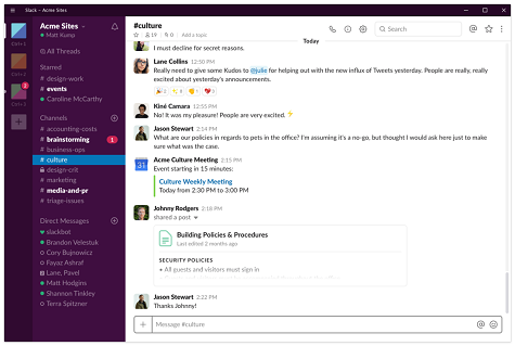 Slack User Interface