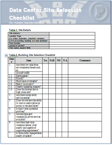 Data Center Site Selection Checklist