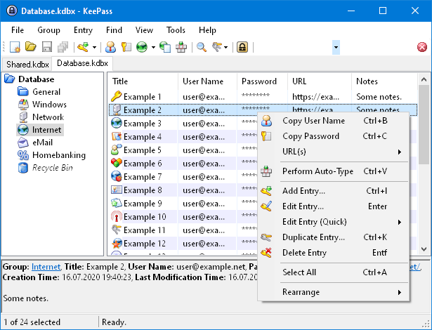 KeePass free password manager.