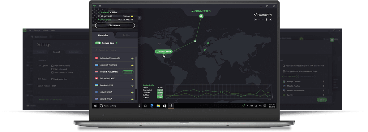 Desktop view of ProtonVPN Free VPN.