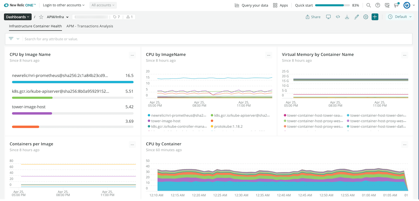 Screenshot of New Relic interface.