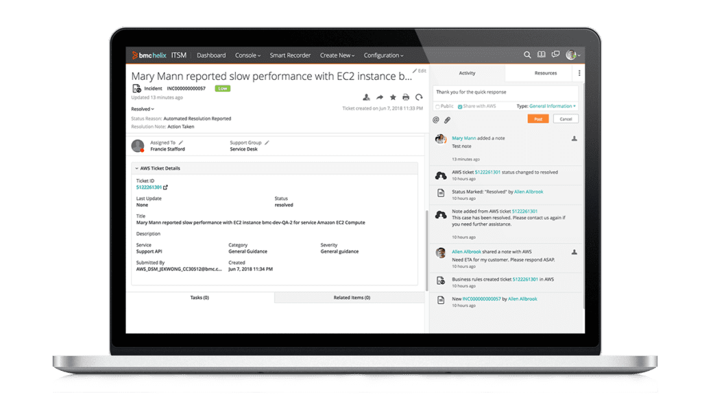 image of the BCM Helix ITSM software