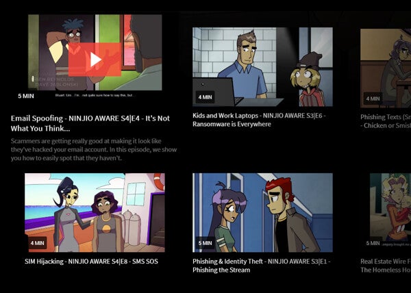 screenshot of NINJIO cyber security training