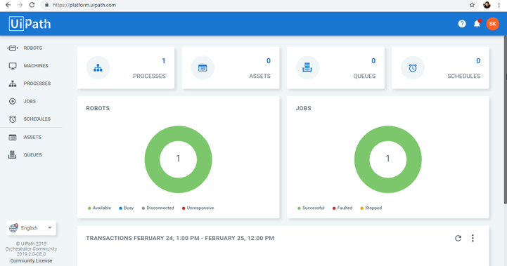 screenshot of UiPath Orchestrator